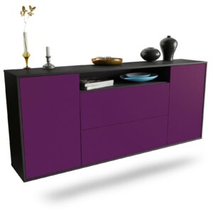 Sideboard Thousand Oaks | hängend | Korpus Anthrazit | Front in Lila | 180x79x35cm (BxHxT)
