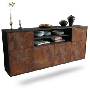 Sideboard Topeka | hängend | Korpus Anthrazit | Front in Rost Optik | 180x79x35cm (BxHxT)