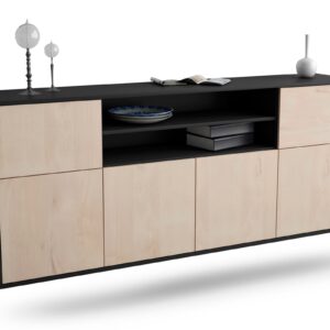 Sideboard Topeka | hängend | Korpus Anthrazit | Front in Zeder Holz Optik | 180x79x35cm (BxHxT)