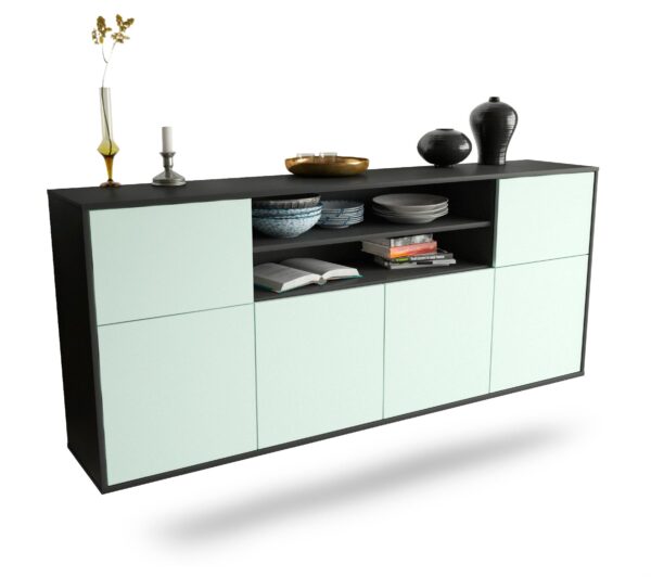 Sideboard Topeka | hängend | Korpus Anthrazit | Front in Mint | 180x79x35cm (BxHxT)