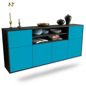 Sideboard Topeka | hängend | Korpus Anthrazit | Front in Türkis | 180x79x35cm (BxHxT)