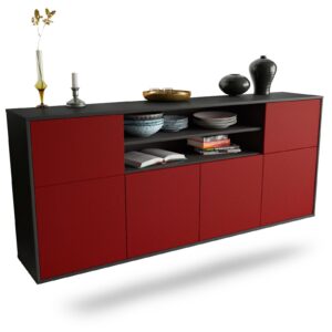 Sideboard Topeka | hängend | Korpus Anthrazit | Front in Bordeaux | 180x79x35cm (BxHxT)
