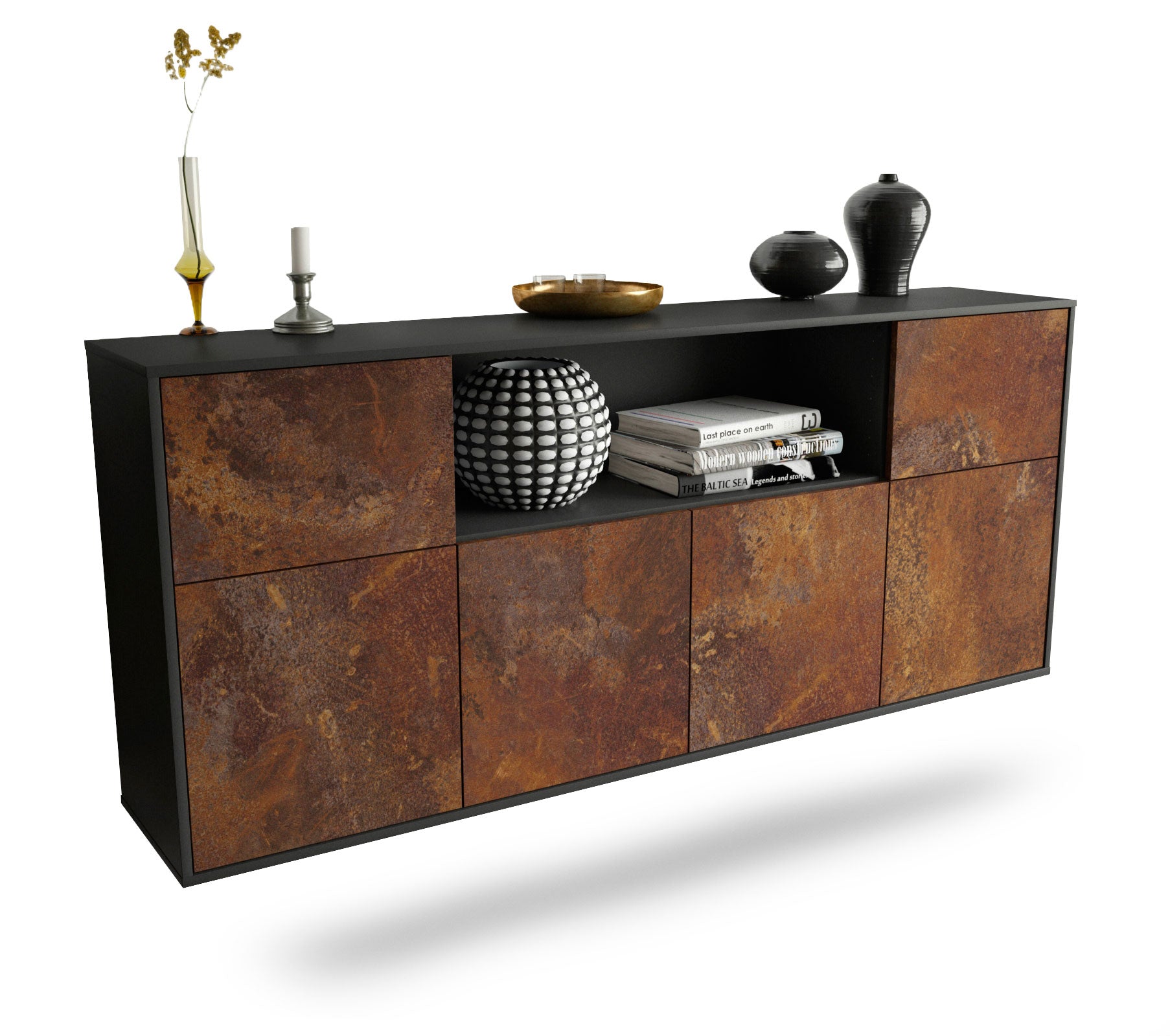 Sideboard West Valley City | hängend | Korpus Anthrazit | Front in Rost Optik | 180x79x35cm (BxHxT) 1 Sideboard West Valley City | hängend | Korpus Anthrazit | Front in Rost Optik | 180x79x35cm (BxHxT)