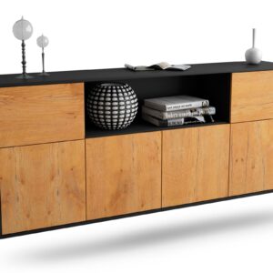 Sideboard West Valley City | hängend | Korpus Anthrazit | Front in Eiche Holz Optik | 180x79x35cm (BxHxT)