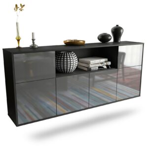 Sideboard West Valley City | hängend | Korpus Anthrazit | Front in Hochglanz Grau | 180x79x35cm (BxHxT)