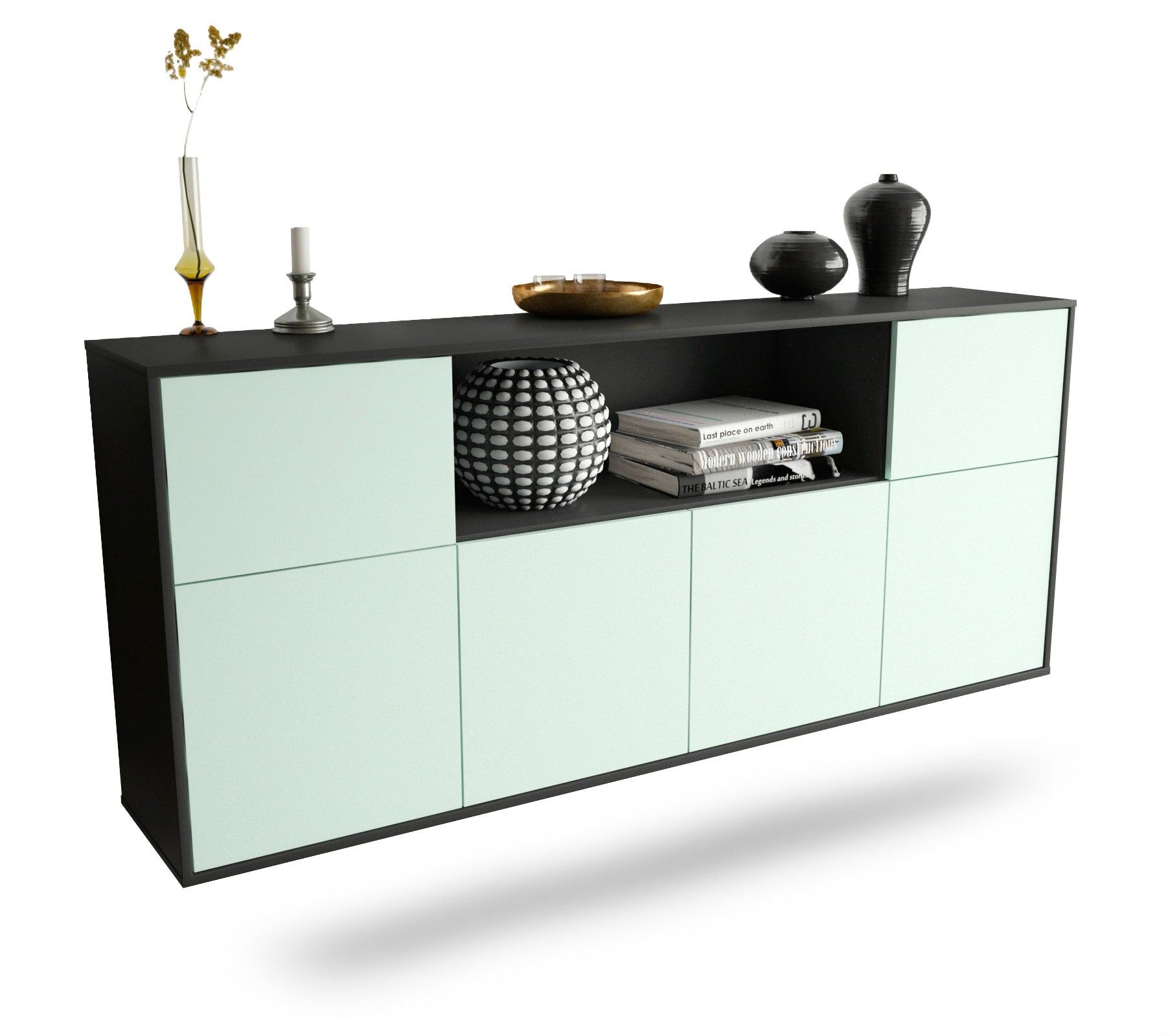 Sideboard West Valley City | hängend | Korpus Anthrazit | Front in Mint | 180x79x35cm (BxHxT) 1 Sideboard West Valley City | hängend | Korpus Anthrazit | Front in Mint | 180x79x35cm (BxHxT)
