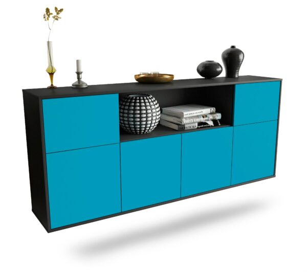 Sideboard West Valley City | hängend | Korpus Anthrazit | Front in Türkis | 180x79x35cm (BxHxT)