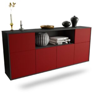 Sideboard West Valley City | hängend | Korpus Anthrazit | Front in Bordeaux | 180x79x35cm (BxHxT)