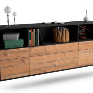 Sideboard Cary | hängend | Korpus Anthrazit | Front in Pinie Holz Optik | 180x79x35cm (BxHxT)