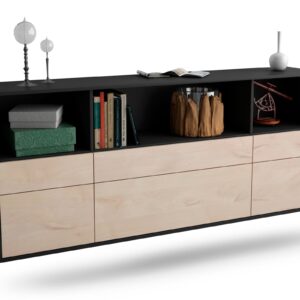 Sideboard Cary | hängend | Korpus Anthrazit | Front in Zeder Holz Optik | 180x79x35cm (BxHxT)