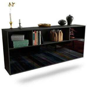 Sideboard Cary | hängend | Korpus Anthrazit | Front in Hochglanz Schwarz | 180x79x35cm (BxHxT)