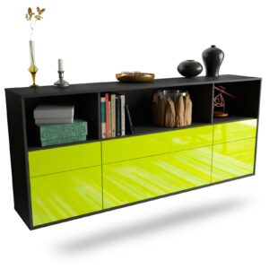 Sideboard Cary | hängend | Korpus Anthrazit | Front in Hochglanz Grün | 180x79x35cm (BxHxT)