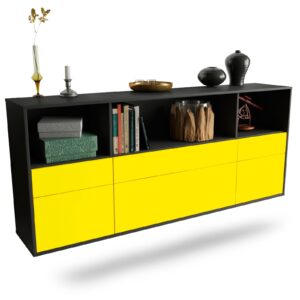 Sideboard Cary | hängend | Korpus Anthrazit | Front in Gelb | 180x79x35cm (BxHxT)