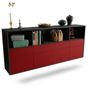 Sideboard Cary | hängend | Korpus Anthrazit | Front in Bordeaux | 180x79x35cm (BxHxT)