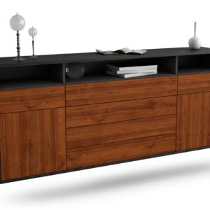Sideboard Bellevue | hängend | Korpus Anthrazit | Front in Walnuss Holz Optik | 180x79x35cm (BxHxT)