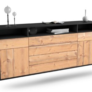 Sideboard Bellevue | hängend | Korpus Anthrazit | Front in Pinie Holz Optik | 180x79x35cm (BxHxT)