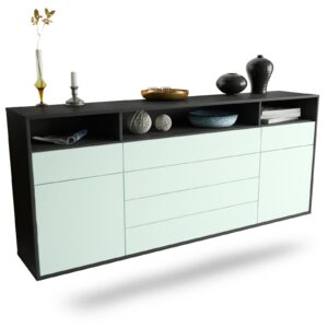 Sideboard Bellevue | hängend | Korpus Anthrazit | Front in Mint | 180x79x35cm (BxHxT)