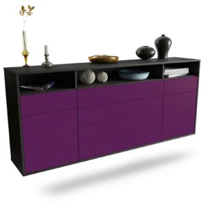 Sideboard Bellevue | hängend | Korpus Anthrazit | Front in Lila | 180x79x35cm (BxHxT)