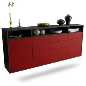 Sideboard Bellevue | hängend | Korpus Anthrazit | Front in Bordeaux | 180x79x35cm (BxHxT)