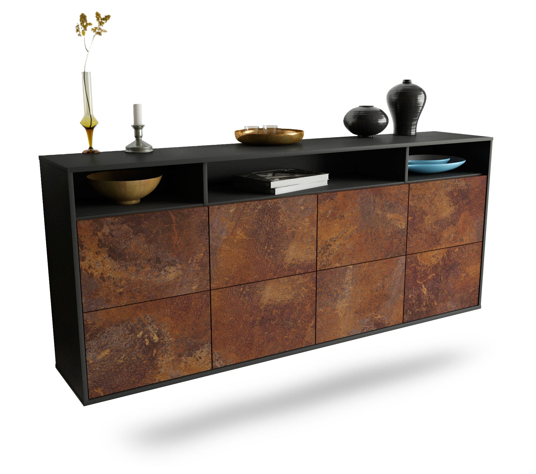 Sideboard Concord | hängend | Korpus Anthrazit | Front in Rost Optik | 180x79x35cm (BxHxT) 1 Sideboard Concord | hängend | Korpus Anthrazit | Front in Rost Optik | 180x79x35cm (BxHxT)