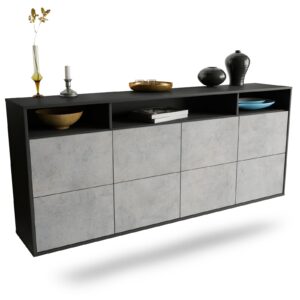 Sideboard Concord | hängend | Korpus Anthrazit | Front in Beton Optik | 180x79x35cm (BxHxT)