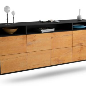 Sideboard Concord | hängend | Korpus Anthrazit | Front in Eiche Holz Optik | 180x79x35cm (BxHxT)