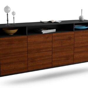 Sideboard Concord | hängend | Korpus Anthrazit | Front in Walnuss Holz Optik | 180x79x35cm (BxHxT)