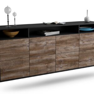 Sideboard Concord | hängend | Korpus Anthrazit | Front in Treibholz Holz Optik | 180x79x35cm (BxHxT)