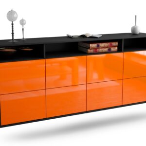 Sideboard Concord | hängend | Korpus Anthrazit | Front in Hochglanz Orange | 180x79x35cm (BxHxT)
