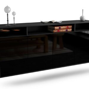 Sideboard Concord | hängend | Korpus Anthrazit | Front in Hochglanz Schwarz | 180x79x35cm (BxHxT)