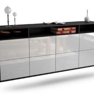 Sideboard Concord | hängend | Korpus Anthrazit | Front in Hochglanz Weiß | 180x79x35cm (BxHxT)