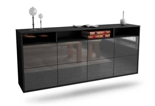 Sideboard Concord | hängend | Korpus Anthrazit | Front in Hochglanz Grau | 180x79x35cm (BxHxT)