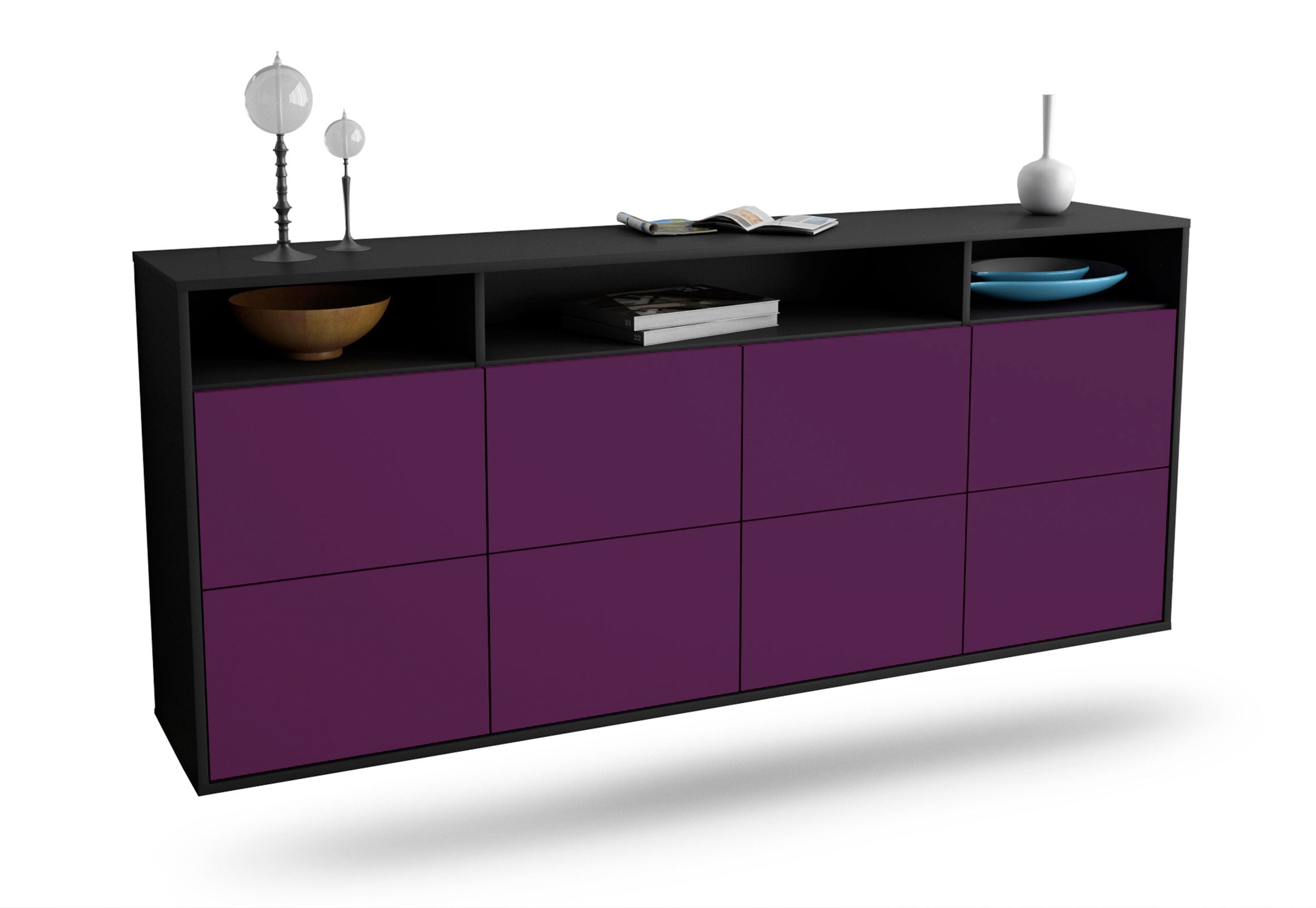 Sideboard Concord | hängend | Korpus Anthrazit | Front in Lila | 180x79x35cm (BxHxT) 1 Sideboard Concord | hängend | Korpus Anthrazit | Front in Lila | 180x79x35cm (BxHxT)