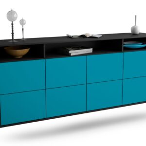 Sideboard Concord | hängend | Korpus Anthrazit | Front in Türkis | 180x79x35cm (BxHxT)