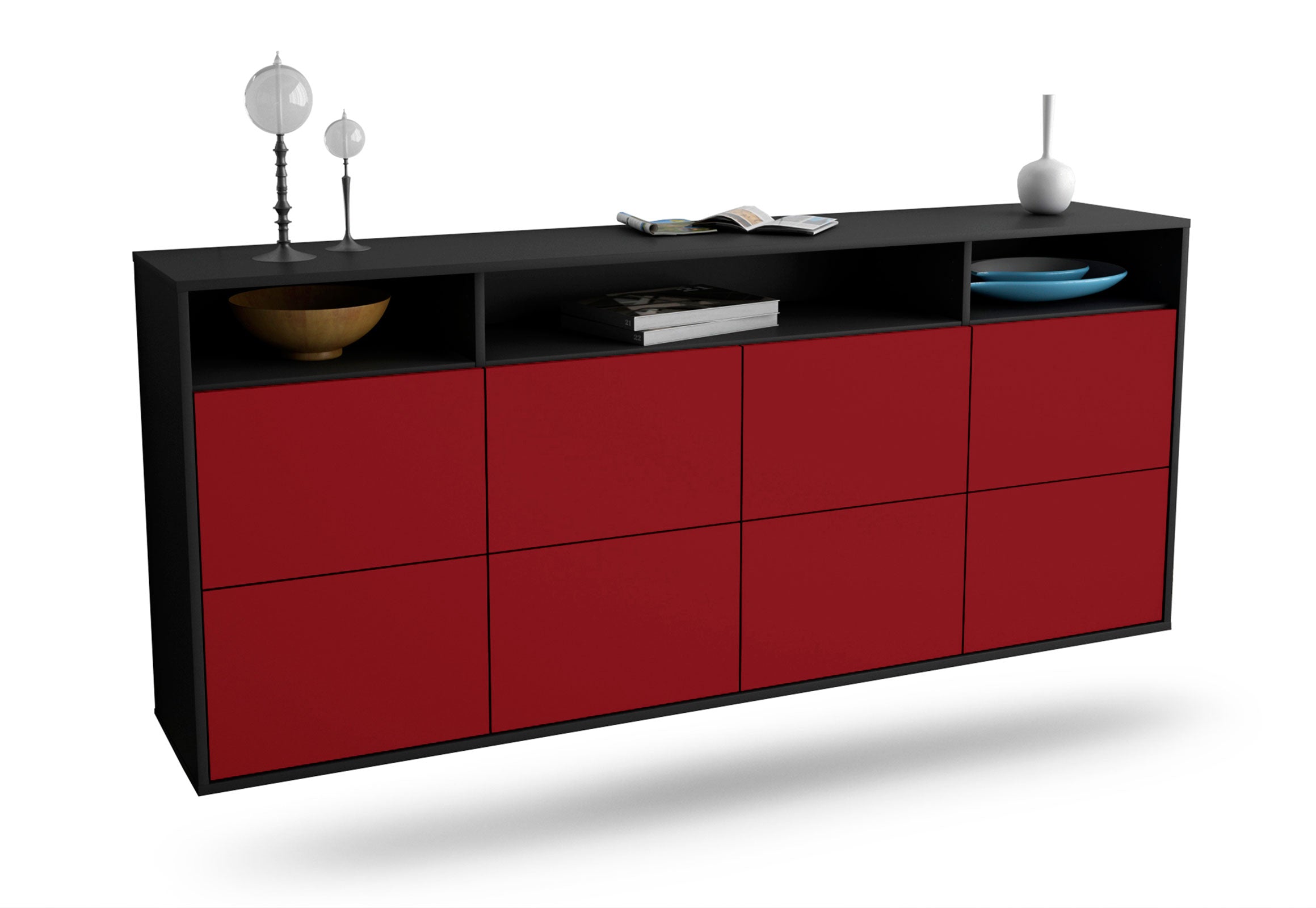 Sideboard Concord | hängend | Korpus Anthrazit | Front in Bordeaux | 180x79x35cm (BxHxT) 1 Sideboard Concord | hängend | Korpus Anthrazit | Front in Bordeaux | 180x79x35cm (BxHxT)