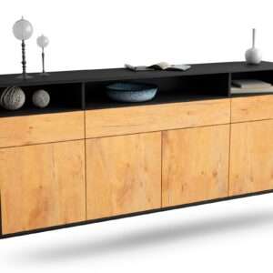 Sideboard Simi Valley | hängend | Korpus Anthrazit | Front in Eiche Holz Optik | 180x79x35cm (BxHxT)