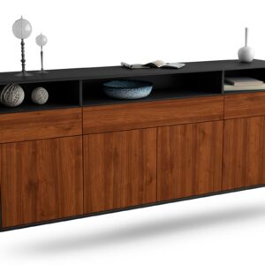 Sideboard Simi Valley | hängend | Korpus Anthrazit | Front in Walnuss Holz Optik | 180x79x35cm (BxHxT)