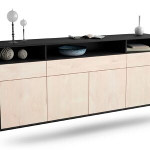 Sideboard Simi Valley | hängend | Korpus Anthrazit | Front in Zeder Holz Optik | 180x79x35cm (BxHxT)
