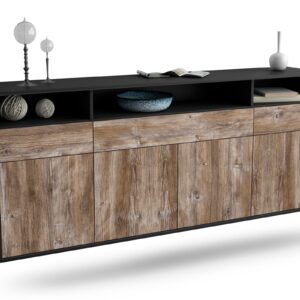 Sideboard Simi Valley | hängend | Korpus Anthrazit | Front in Treibholz Holz Optik | 180x79x35cm (BxHxT)