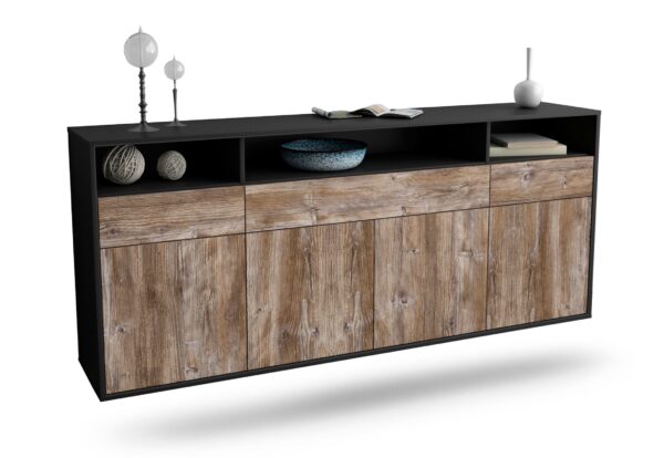 Sideboard Simi Valley | hängend | Korpus Anthrazit | Front in Treibholz Holz Optik | 180x79x35cm (BxHxT)
