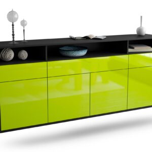Sideboard Simi Valley | hängend | Korpus Anthrazit | Front in Hochglanz Grün | 180x79x35cm (BxHxT)