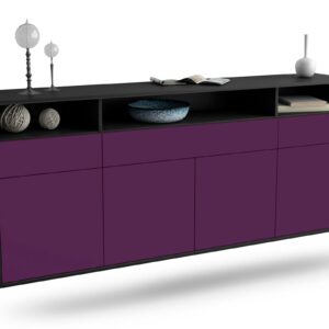 Sideboard Simi Valley | hängend | Korpus Anthrazit | Front in Lila | 180x79x35cm (BxHxT)