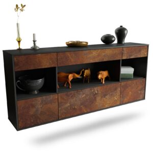 Sideboard Clarksville | hängend | Korpus Anthrazit | Front in Rost Optik | 180x79x35cm (BxHxT)