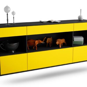 Sideboard Clarksville | hängend | Korpus Anthrazit | Front in Gelb | 180x79x35cm (BxHxT)