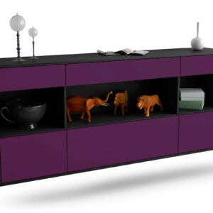 Sideboard Clarksville | hängend | Korpus Anthrazit | Front in Lila | 180x79x35cm (BxHxT)