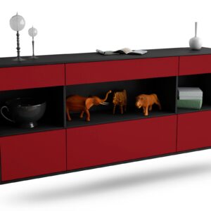 Sideboard Clarksville | hängend | Korpus Anthrazit | Front in Bordeaux | 180x79x35cm (BxHxT)