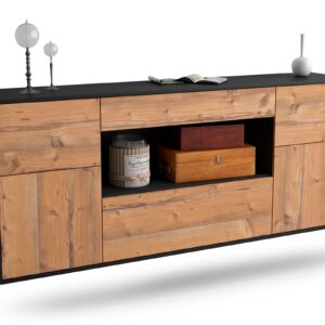 Sideboard Visalia | hängend | Korpus Anthrazit | Front in Pinie Holz Optik | 180x79x35cm (BxHxT)