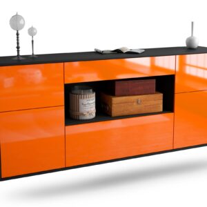 Sideboard Visalia | hängend | Korpus Anthrazit | Front in Hochglanz Orange | 180x79x35cm (BxHxT)