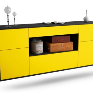 Sideboard Visalia | hängend | Korpus Anthrazit | Front in Gelb | 180x79x35cm (BxHxT)