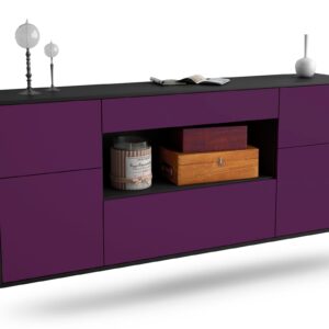 Sideboard Visalia | hängend | Korpus Anthrazit | Front in Lila | 180x79x35cm (BxHxT)